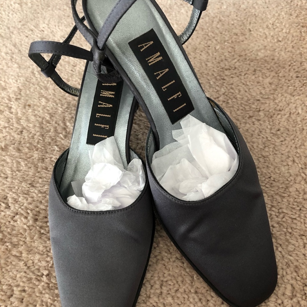 Amalfi shiny ankle strap heel.